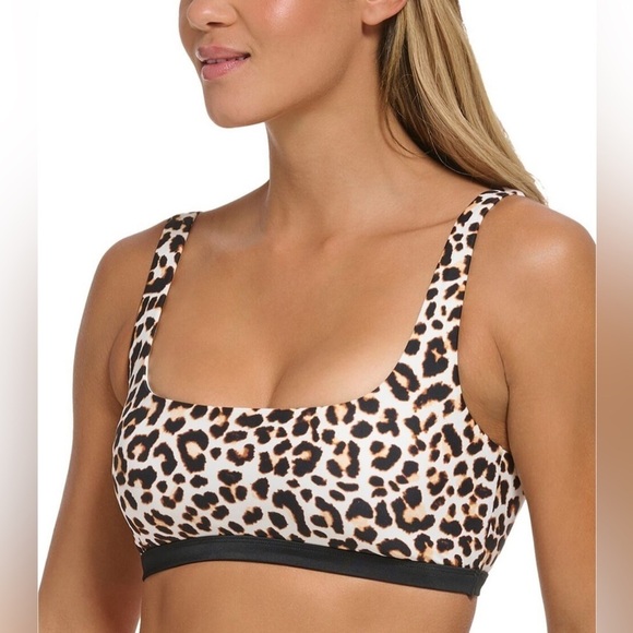 DKNY Leopard animal print bikini top S cottage core granny core - Picture 1 of 8